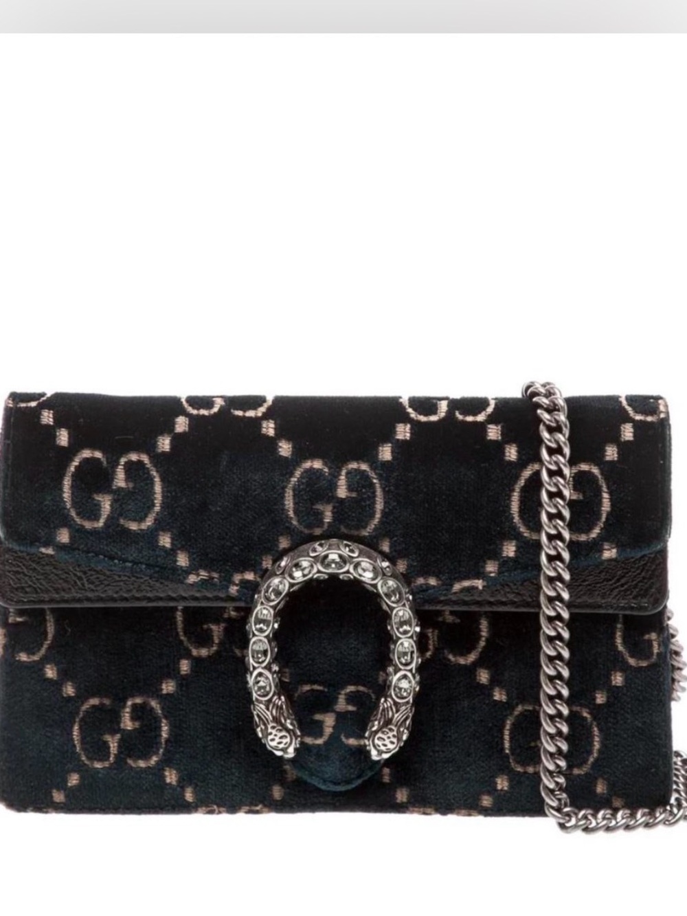 Gucci Black GG Velvet Dionysus Mini Crossbody with Silver Hardware